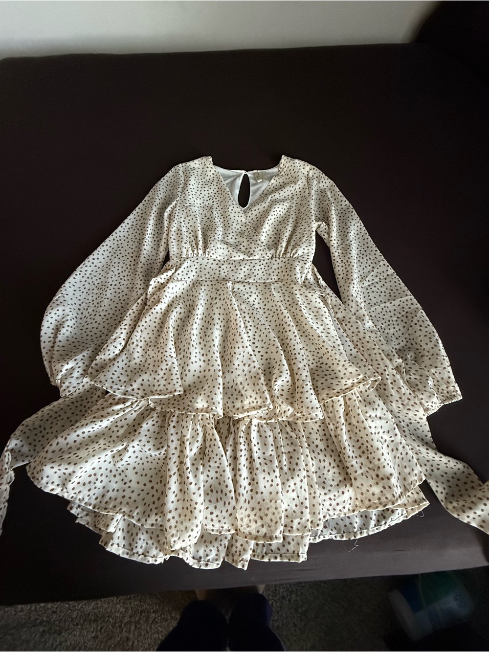 Cream Polka Dot Layered Party Dress